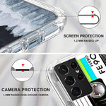 Case For Samsung Galaxy S21 Ultra 5G Shockproof 2In1 Hybrid Slim Clear Hard Pc Back Cover Soft Tpu Dual Layer Protective Cases With Retro Tape Design For Samsung S21 Ultra 6 8 Inch