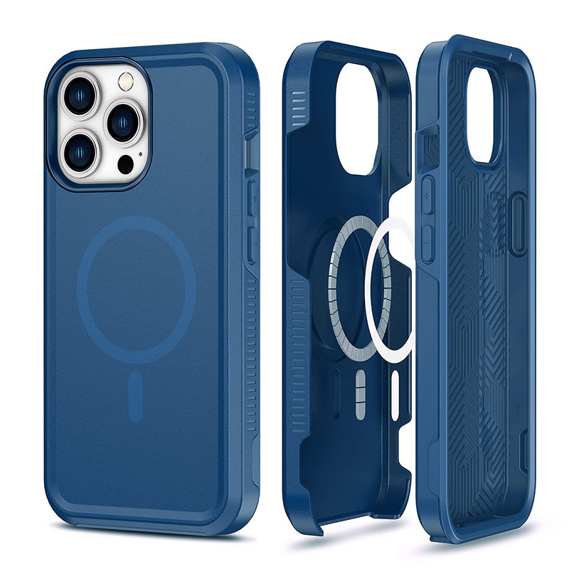 Magnetic Case For Iphone 13 Pro Case Soft Anti Scratch Microfiber Lining With Military Grade Drop Protection Heavy Duty Tough Rugged Non Slip Protective Case Compatible With Magsafe 6 1 Inch Blue