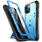 Poetic Revolution Series For Iphone 12 Pro Max 6 7 Inch Case Full Body Rugged Dual Layer Shockproof Protective Cover With Kickstand And Built In Screen Protector Blue
