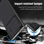 Erhu For Samsung Galaxy S22 Ultra Case With Auto Rebound Camera Cover Protection Shockproof Bumper Slim Fit Nylon Fiber Surface And Soft Silicone Edge For Galaxy S22 Ultra 5G 6 8 Black