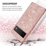 Duedue Google Pixel 6 Pro Case Glitter Bling Sparkly Slim Hybrid Hard Pc Cover Shockproof Anti Slip Luxury Pu Leather Full Body Girly Protective Phone Case For Google Pixel 6 Pro Rose Gold