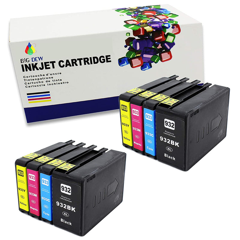 Replacement Ink Cartridges For Hp932Xl 933Xl 8Packbk C M Y Replacement For Officejet 6100 6600 6700 7110 7610