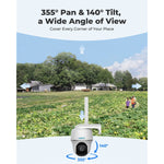 Pan Tilt 4G LTE Cellular Security Camera Outdoor Wireless - Go PT Plus 2K HD Night Vision