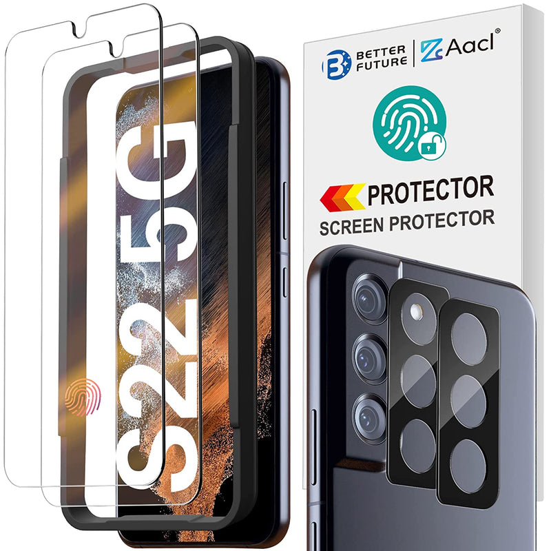 Fingerprint Compatible2 22 Packtempered Glass For Samsung Galaxy S22 5G Screen Protector 2 Packcamera Lens Protector For Samsung Galaxy S22 Easy Installation With Alignmentanti Scratchcase Friendly
