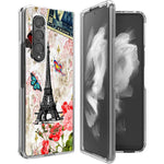 Galaxy Z Fold 3 5G Case Bcov Paris Tower Butterfly Anti Scratch Solid Hard Case Protective Shookproof Phone Cover For Samsung Galaxy Z Fold 3 5G