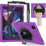 New Kiq Ipad Pro 12 9 Case 2021 Shockproof Heavy Duty Case Cover Stand Hand Strap With Pencil Holder For Apple Ipad Pro 12 9 5Th Gen Shield Purple
