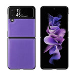 Joyye Case For Samsung Galaxy Z Flip 3 5G 2021 Genuine Real Leather Cover Protective Shell Slim Fit Phone Case For Galaxy Z Flip3 Purple