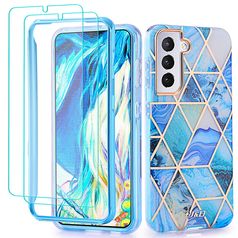 J D Slim Case Compatible For Samsung Galaxy S21 Case Marble Design Case For Galaxy S21 With 2 Hd Screen Protectors Dual Layer Hybrid Shockproof Fashion Durable Not For Galaxy S21 Ultra S21 Plus