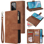 Lbyzcase Phone Case For Oneplus N100 One Plus N100 Wallet Case Luxury Folio Flip Leather Coverzipper Pocketwrist Strapkickstand Magnetic Closure For Oneplus N100Brown