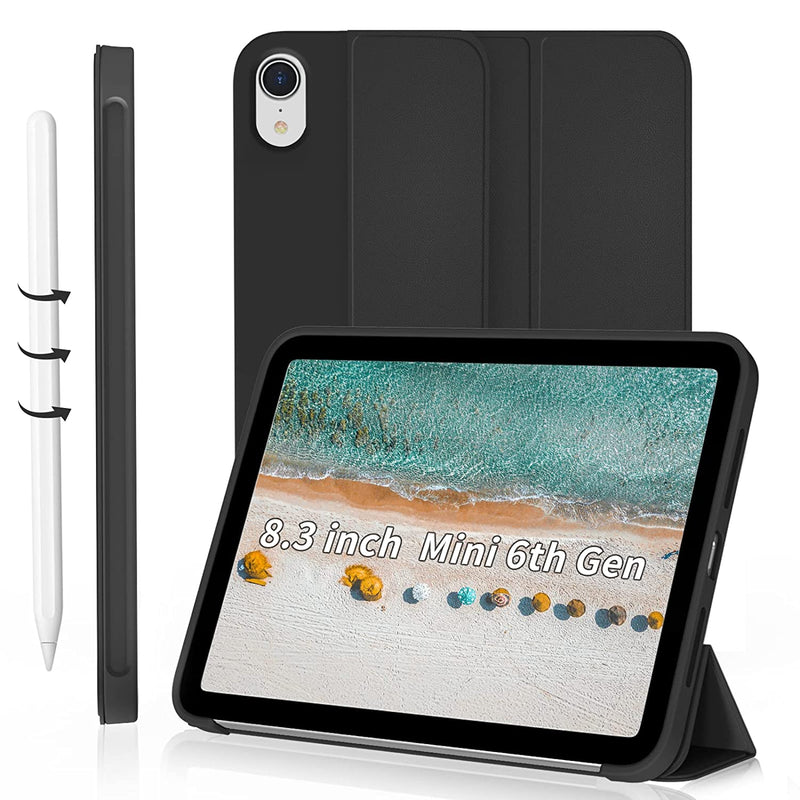 New 8 3 Inch Case For Ipad Mini 6Th Gen 2021 Ipad Case Auto Sleep Wake Trifold Stand Protective Soft Slim Tpu Back Smart Cover For Ipad Case Mini 6 2021
