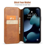Casus Logo View Compatible With Iphone 13 Pro Wallet Case Slim Magnetic Flip Cover Faux Leather With Card Holder Slot Thin Kickstand 2021 6 1 Brown