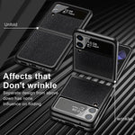 Lajer Compatible With Samsung Galaxy Z Flip 3 Case Leather Heavy Duty Protective Phone For Cover Ultra Thin Hard Pc Shockproof 5G Cases Black