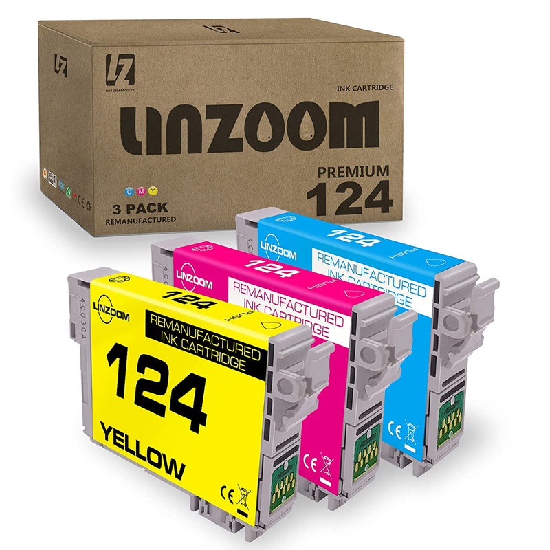 3 Pack 124 Color Ink Cartridge Replacement For Epson 124 T124 For Epson Nx125 Stylus Nx127 Nx130 Stylus Nx230 Nx330 Stylus Nx420 Nx430 Workforce 320 323 325 435