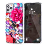 Compatible With Iphone 12 Pro Max Case Cute Glitter For Women Girls Unique 3D Handmade Bling Crystal Sparkly Girly Rhinestone Pink Pearl Floral Lipstick Designer Case Cover