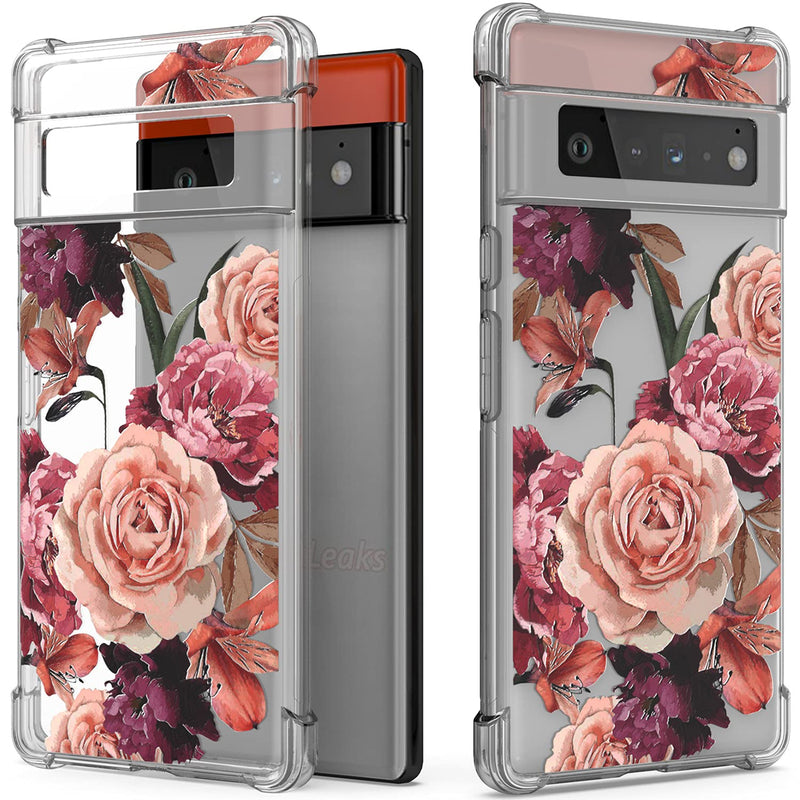 Coveron Designed For Google Pixel 6 Pro Case Slim Flexible Tpu Clear Phone Cover Purple Flower