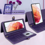 Harryshell Detachable Magnetic 12 Card Slots Wallet Case Pu Leather Flip Protective Cover Wrist Strap Kickstand For Samsung Galaxy S21 5G 6 2 Inch 2021 Sm G991U Flower Purple