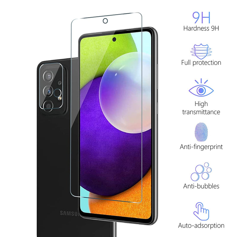 2 2 Pack Wigsii Tempered Glass For Samsung Galaxy A52 4G Galaxy A52 5G Galaxy A52S 5G Screen Protector 2 Packs 2 Packs Camera Lens Protector Galaxya52 9H Hardness Hd Clear Scratch Resistant Bubble Free Anti Fingerprints For Samsung Galaxy A52 A52