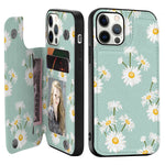 Crosspace Premium Leather Case Compatible With Iphone 13 Pro Max Flowers Card Holder Wallet Case For Women And Girls Durable Flip Case With Unique Copyright Floral Design Green Flowers