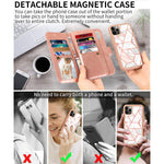 Caseowl Case Compatible With Iphone 12 Pro Max Wallet Case Magnetic Detachable With 9 Card Slots Holder Hand Strap 2 In 1 Folio Flip Premium Pu Leather Lanyard Wallet Case 6 7 Inch Marble