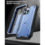 Poetic Revolution Series Case For Iphone 13 Pro Max 6 7 Inch 2021 Release Full Body Rugged Dual Layer Shockproof Protective Cover With Kickstand And Built In Screen Protector Steel Blue