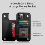 Cardpakee For Iphone 12 Pro Max Wallet Case For Iphone 12 Pro Max Case With Card Holder Unique Card Case With Credit Card Holder Magnetic Shockproof Pu Leather Case Cover With Kickstand Black