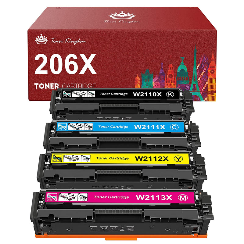 Compatible Toner Cartridge Replacement For Hp 206X 206A W2110X W2110A To Use With Hp Color Pro Mfp M283Fdw M255Dw M283Cdw M283 M255 M282Nw Black Cyan Yellow Magenta 4 Pack