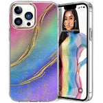 Jifeijidian Case For Iphone 13 Pro Max 6 7 Marble Cute Pattern Design Glossy Glitter Protective Cases Sparkle Slim Stylish Thin Phone Cover Shockproof Bumper Women Men Back Shell Rainbow Blue
