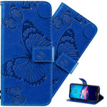 Lemaxelers Compatible With Google Pixel 6 Phone Case Flip Wallet Case Pu Leather Butterfly Embossed Shockproof Cover With Kickstand Card Holder For Google Pixel 6 Big Butterfly Blue Kt