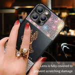 Cavdycidy Bling Iphone 13 Pro Max Case Luxury Leather Texture Shockproof Cute Glitter Diamond Dog Cover For Women Girls Black