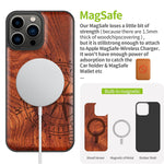 Carveit Magnetic Wood Case For Iphone 13 Pro Max Case Hard Real Wood Soft Tpu Shockproof Hybrid Protective Cover Unique Classy Wooden Case Compatible With Magsafe Vintage Compass Rosewood