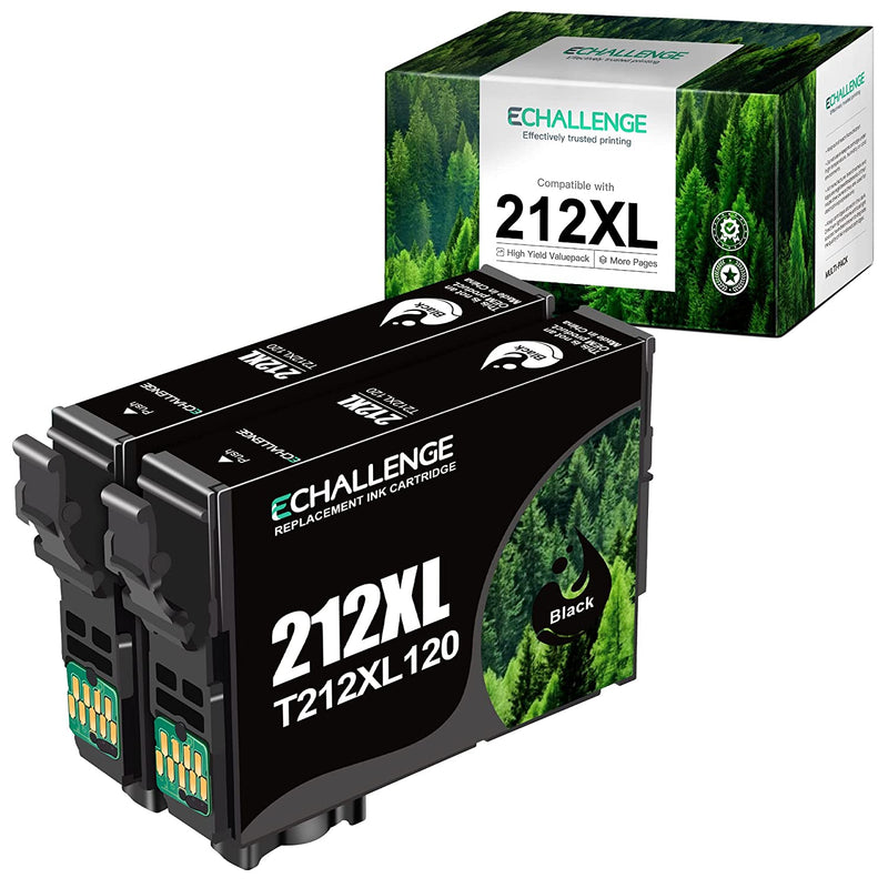 Ink Cartridge Replacement For 212 212Xl T212 T212Xl For Expression Home Xp 4100 Xp 4105 Workforce Wf 2830 Wf 2850 Printer 2 Black 2 Pack