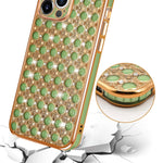 Omorro Glitter Case Compatible With Iphone 13 Pro Max Cute Case For Women Girls Luxury Crystal Shiny Bling 3D Diamond Jewelry Rhinestone Slim Soft Tpu Bumper Protective Sparkly Cover Girly Case Green