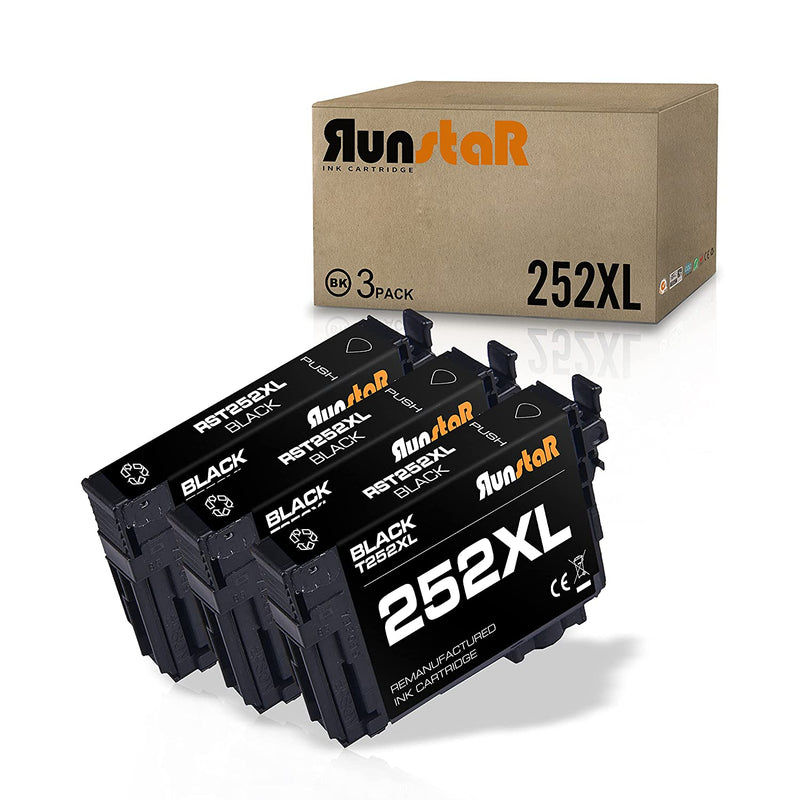 Runstar 252 Balck Ink Cartridge Replacement For Epson 252Xl T252 T252Xl Work With Workforce Wf 3620 Wf 3630 Wf 3640 Wf 7110 Wf 7210 Wf 7610 Wf 7620 Wf 7710 Wf 7