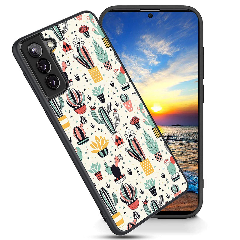 Makiee Compatible With Galaxy S21 Plus Case Soft Frosted Tpu Ultra Thin Cover Shock Absorption Anti Scratch Protective Case For Samsung Galaxy S21 Plus 5G 6 7 Inch Cactus Flower Design