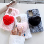 Guppy Compatible With Iphone 13 Pro Max Fuzzy Fluffy Case For Women Girls 3D Cute Furry Plush Heart Bling Diamond Bow Warm Smooth Fur Hair Design Soft Rubber Bumper Protective Cover 6 7 Inch