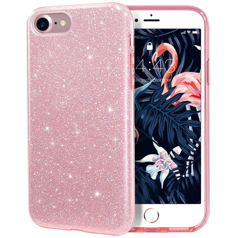 Glitter Case For Iphone Se 2020 Iphone 8 Iphone 7 4 7 Shiny Sparkle Bling 3 Layer Hybrid Protective Soft Phone Case For Iphone Se 2020 Iphone 7 8 Rose Gold