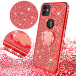 Lemaxelers Compatible With Iphone 13 Mini Case Glitter Bling Diamond Tpu Soft Shock Absorption Protective With 360 Rotating Ring Stand Holder Case For Iphone 13 Mini 5 4 Inch Plating Tpu Red Kdl