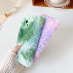 Caseative Winter Warm Gradient Color Plush Furry Fluffy Soft Iphone Case Blue Iphone 13 Pro Max