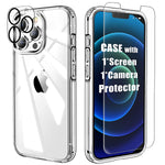 Jdhdl 3 In 1 Case Compatible For Iphone 13 Pro Max6 7 Inch With 1 Pack Tempered Glass Screen Protector 1 Pack Camera Lens Protector Full Body Protective Clear Case Cover