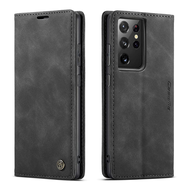 Haii Flip Case For Galaxy S21 Ultra 5G Flip Fold Leather Wallet Case With Credit Card Slot And Kickstand Magnetic Closure Protective Cover For Samsung Galaxy S21 Ultra 5G 6 8 Inch Gray