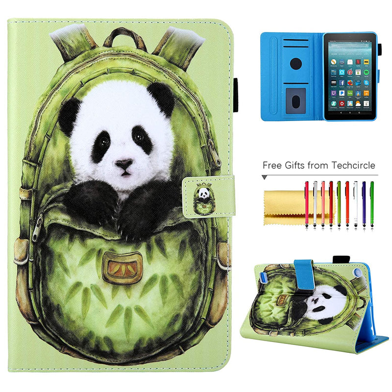 Smart Cover For Kindle Fire 7 5Th 7Th Generation Slim Stand Pu Leather Magnetic Flip Book Case Card Slots Auto Sleep Wake For Amazon Fire 7 Tablet 2015 2017 Released Bamboo Panda