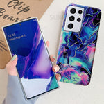 J West Galaxy S21 Ultra Case 5G 6 8 Inch Fashion Watercolor Case For Girls Women Unique Shiny Metallic Graphics Marble Print Design Slim Soft Tpu Silicone Stylish Protective Phone Case Cover Blue