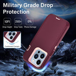 Danhon Iphone 13 Pro Max Case With 2 Tempered Glass Screen Protectors Military Grade Drop Protection Shockproof Heavy Duty Case For Iphone 13 Pro Max 6 7 Inch Wine Red Pink