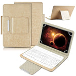 Universal 8 Inch Tablet Keyboard Case Wireless Bluetooth Removable Keyboard Folio Pu Leather Cover Stand Travel Portable Leather Sleeve For Ios Android Windows 8 0 Tablet Gold