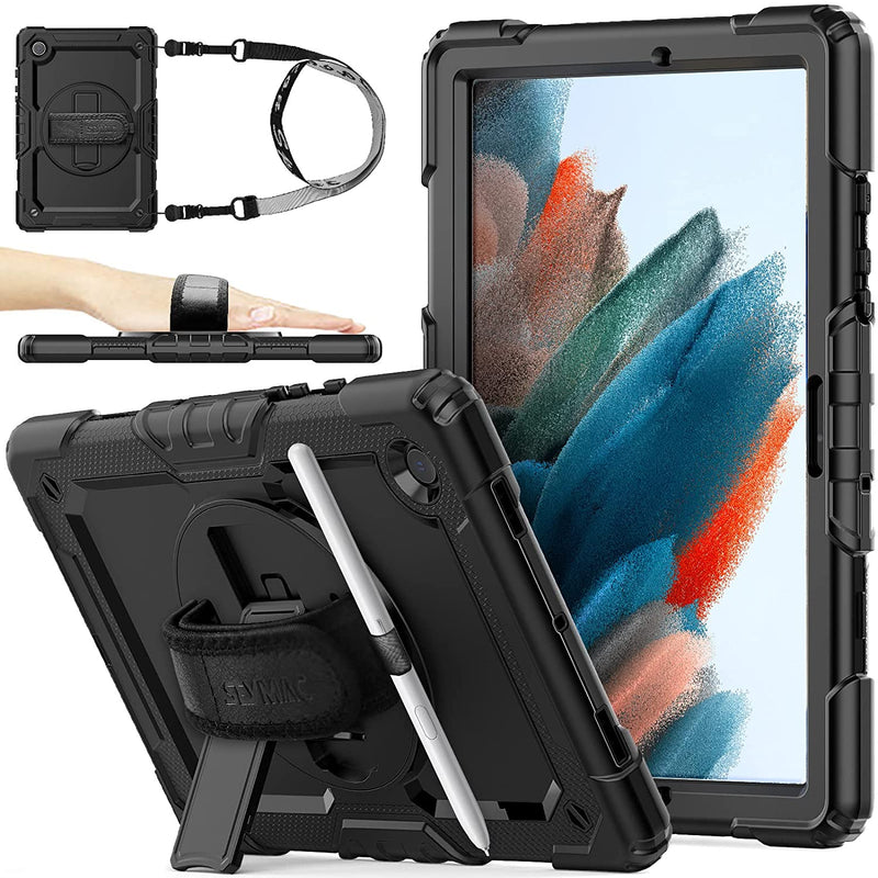New Case For Samsung Galaxy Tab A8 10 5 2022 With Screen Protector Pencil Holder 360 Rotating Hand Strap Stand Drop Proof Case For Sm X200 X205 X207