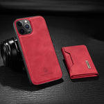 Jedchisa Case For Iphone 13 Pro Max Wallet Case With Card Holder Detachable Magnetic Faux Leather Kickstand Case Shockproof Cover With 8 Card Slots Red