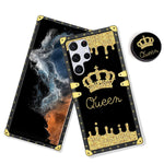 Lsl Compatible With Samsung Galaxy S22 Ultra 5G Square Phone Case Queen Golden Crown Luxury Tpu Plating Corner Shockproof Protection Cover For Women Girls For Galaxy S22 Ultra 5G