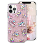 Guppy Compatible With Iphone 13 Pro Max Marble Case Luxury 3D Cute Bling Diamond Heart Pearl Luster Shiny Handmade Rhinestone 6 7 Inch Pink Ql3306 I13Pm 1