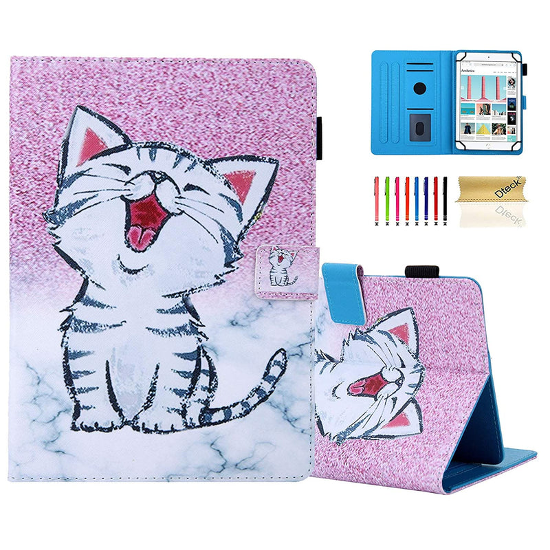 8 0 8 4 Inch Display Universal Case Slim Leather Wallet Cute Cover For Hd 8 Samsung Galaxy Tab Lenovo Tab Dragon Touch Lg G Pad Huawei Onn Android Tablet 8 8 3 8 4 Inch Marble Cat