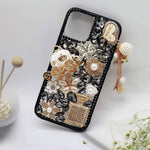 Guppy For Iphone 13 Pro Max Case Luxury Elegant 3D Bling Sparkly Crystal Diamond Perfume Bottle Pumpkin Car Iron Tower Pendant Handmade Pearl Flowers Soft Protective 6 7 Inch Black Ql3250 I13Pm 1